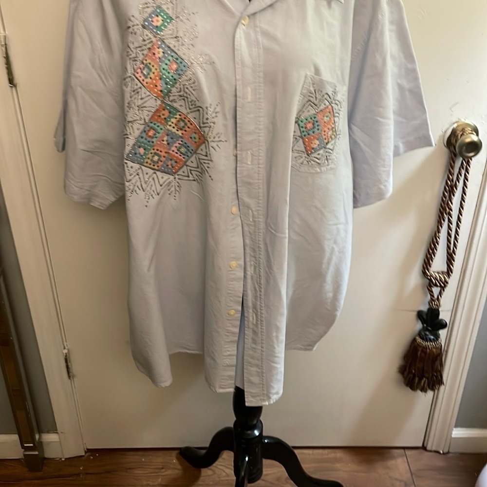 Women Light Gray Geometric Pattern Shirt